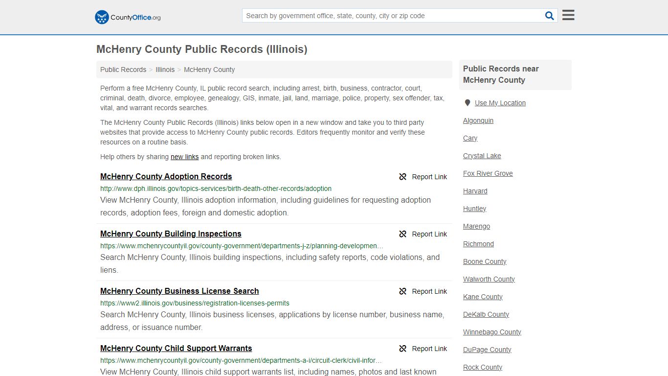 Public Records - McHenry County, IL (Business, Criminal, GIS, Property ...